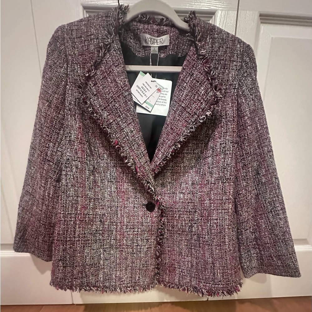 Kasper Tweed Blazer | Size 8 | Tailored, Fully Lined | New With Tags